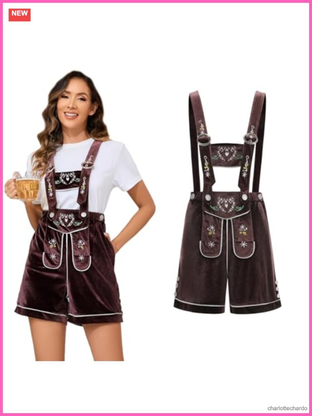 Women's Lederhosen Shorts Set Oktoberfest Costume Adult 95% Polyester 5%